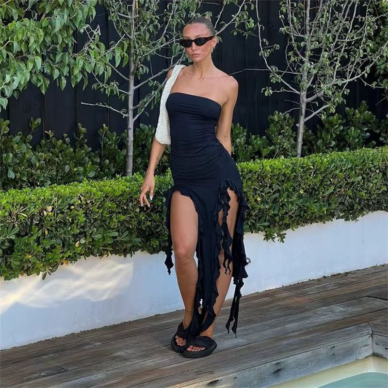 Maxi Abito Nero Backless Sera